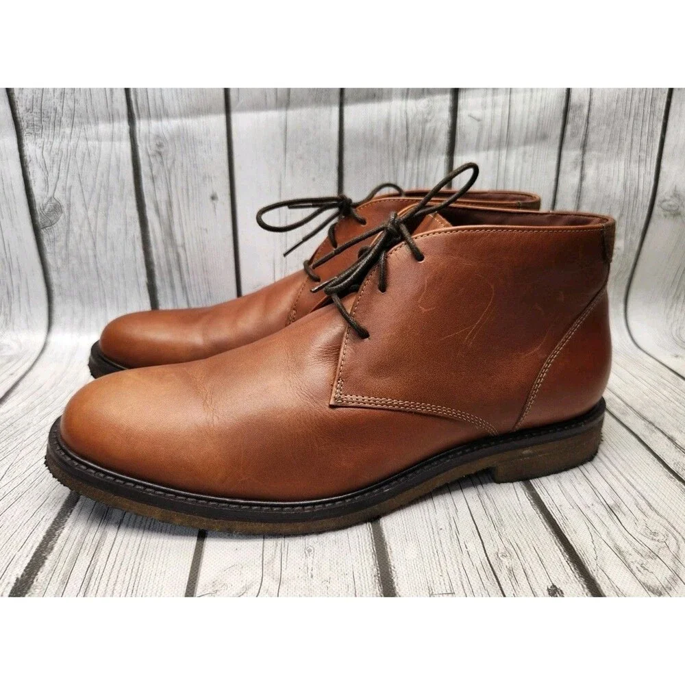 Johnston Murphy Copeland Mens 11.5 M Brown Leather Crepe Sole Ankle Chukka Boots